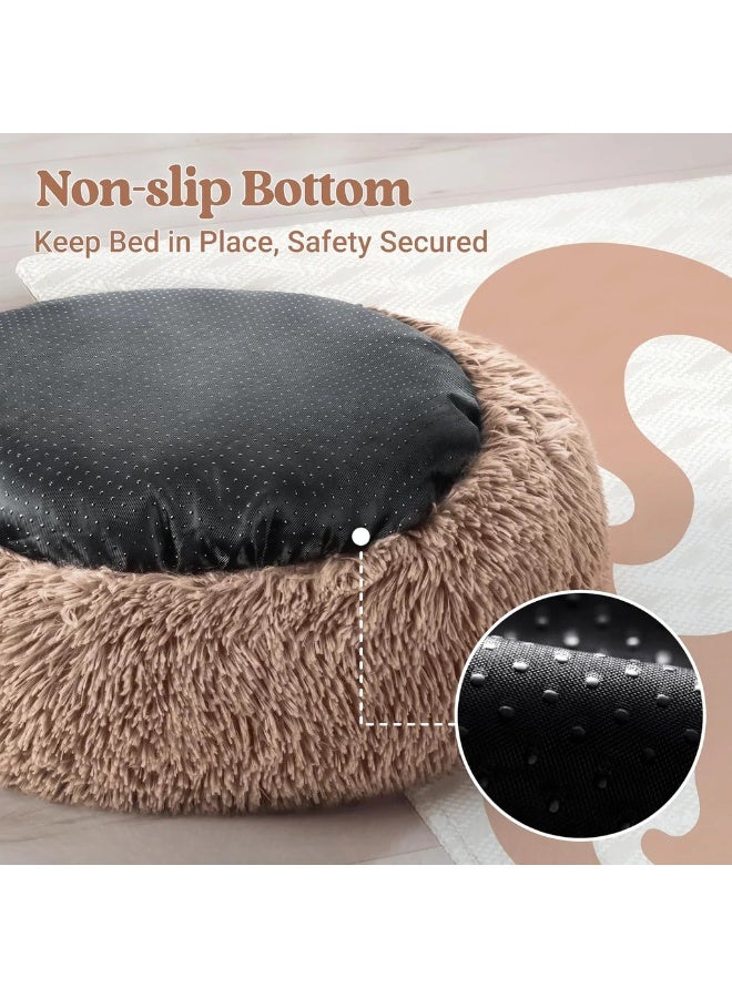 HousLife Cat Bed Plush Donut Cat Bed 40x40CM Soft Fluffy Round Pet Bed, Calming Self Warming Cat Bed Machine Washable with Non Slip Waterproof Bottom for Indoor Cats Small Dogs - Image 3